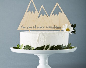 Custom Wedding Cake Topper - Mountains - Rustic Wooden Wedding Decor - Personalized Wedding Cake Topper - Lasercut Cake Topper