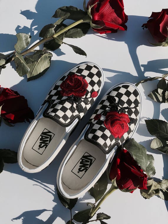 vans checkered rose shoes