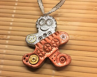 Industrial Style Gingerbread Man Christmas Ornament - Steampunk Holiday Decor Ready to Ship style 12