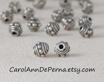 925 sterling silver beads, 5 mm length x 5 mm diam, YOU SELECT: 10 - 80 quantity .4 grams each 925 Bali sterling silver beads jewelry making