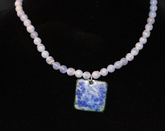 Enameled Pendant with Beaded Necklace #121916-001
