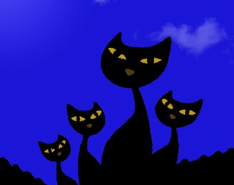Cats on the roof in the blue