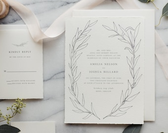 Anise Wreath Wedding Invitation Suite // Custom Wedding Invitation // Printed Wedding Invitation Suite // Greenery Wedding Invitations