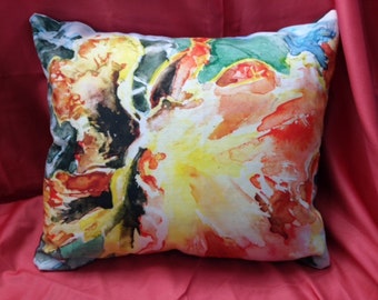 Orange Pansy Pillow 16 inches x 18 inches