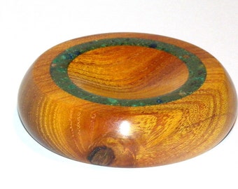 Spindle Support Bowl with Malachite Stone Inlay (468)