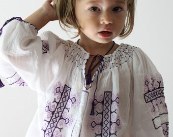 Romanian Handmade Cotton Girl's Blouse