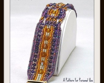 Bead Pattern Ndebele Crystal Cables Herringbone Beaded Bracelet tutorial instructions - by Hannah Rosner