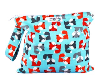 Wet Bag for Cloth Diapers, Mama Cloth, Potty Training, Wet Swimsuits, etc. - Foxy - Diaper Bag Essential - Great Baby Shower Gift -