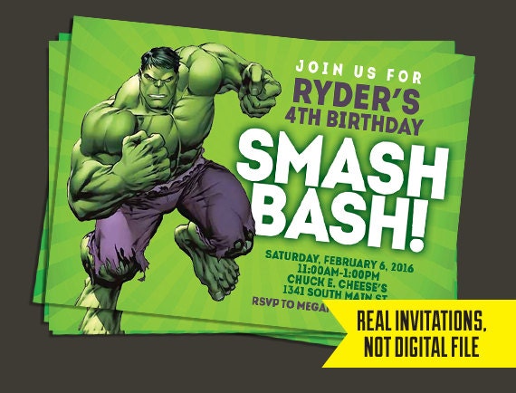 Hulk Birthday Party Invitation Template 2