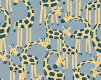 Giraffes in cloudburst, welcome to the jungle, Dear Stella fabric, By the Half Yard, 44" wide, 100% cotton, novelty fabric, animal fabric