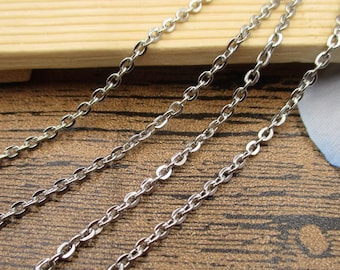 6Ft Length Stainless Steel Chain-2.4x2.4mm,Necklace Chain,Silver Tone-CS051