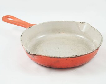 Antik look skillet Le Creuset 16 orange Cast Iron - Made in France Vintage French Country