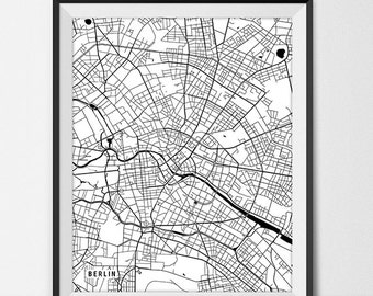 Berlin Map Print, Berlin Poster of Germany Map of Berlin Print Gift Map Berlin Germany Art Wall Decor
