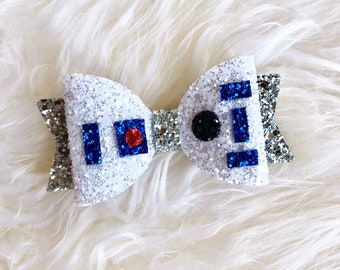 R2D2 Inspired Star Wars Hair Bow, r2d2 hair clip, r2d2 bow, r2d2 headband