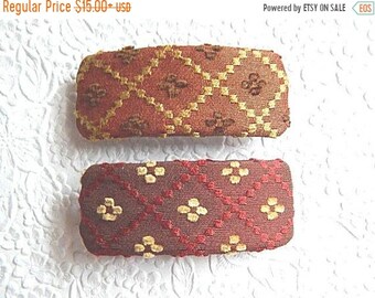 CLEARANCE - Hair barrette, embroidered barrette, triangle print barrette, fabric barrette, hair accessory, fashion accessory
