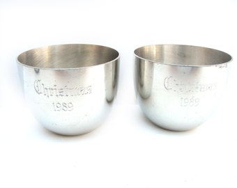 Pewter Jefferson Cups, Christmas 1989, Set of Two (2)