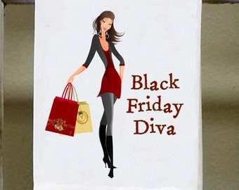 Christmas towel "Black Friday Diva", Christmas towel, Christmas decor, Christmas Gift, funny christmas