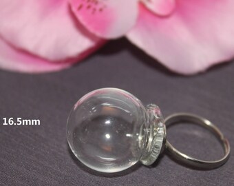 1 ring Silver Globe glass 16.5 mm