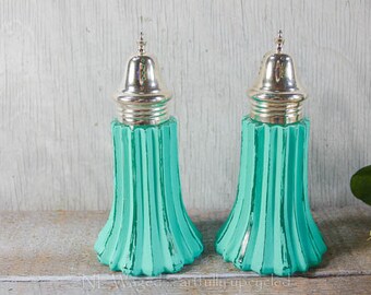 Shabby chic Salt and Pepper shakers, handpainted and distressed, kitchen accessories