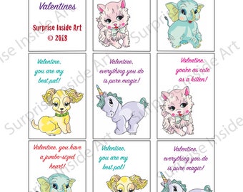 Vintage Squeaky Toys Valentines Instant Download