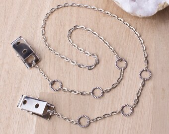 Silver Napkin chain with rings | napkin cord | silver serviette holder | napkin clips | Napkin neck chain | Foodie gift | Adult bib clips