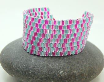 Pigtails/Cube Cuff/Beaded Bracelet/Accessory/Peyote Bracelet/ Nostaglic/Best Friend Gift