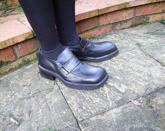Mens Black Leather Slip On