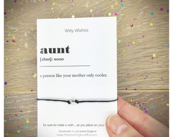 Aunt Dictionary Definition Card, Aunt Wish Bracelet, Aunt Friendship Bracelet, Fun Aunt Card, Aunt Gift, Love Aunt Card, Auntie Present