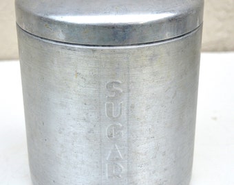 Vintage Spun Aluminum Kitchen Sugar Canister, Replacement, Made in Italy, Mid-Century