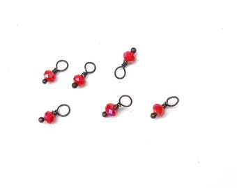 10PC. CHERRY SPARKLE AB Austrian Crystal Bead Dangle Charm/Delicate 10.5MM x 4MM handmade Crystal/Antique Copper Tone Plated Bead Dangle