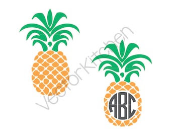 Pineapple Monogram Frame Design Cutting Template SVG EPS Silhouette Cricut Sure Cuts A Lot DIY Cricut Vector Instant Download, Hawaii, Aloha