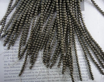 Pyrite, 4mm natural pyrite round beads, 15.5 inch