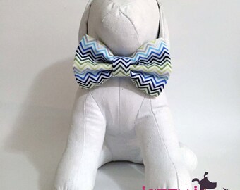 Blue, Green, and Silver Chevron Bow Tie