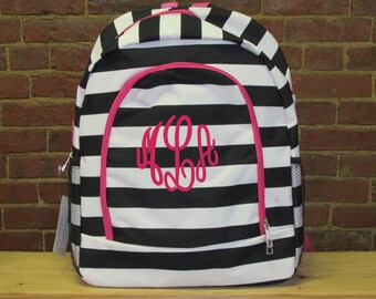 black and white stripe backpack