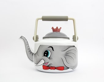 Vintage Kettle // Cute Enameled Elephant Kettle