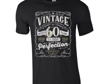 60th Birthday Gift T-Shirt Made In 1958 Original Parts 60 Years Anniversary Celebration Mens Top