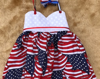 July Fourth Cotton Dress fits American Girl Doll & 18" Dolls