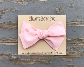 pink baby bow, baby girl bow, pink baby headband, pink bow headband, hand tied bow, baby headband, baby hair bow, pink fabric bow, baby bows