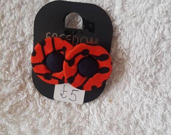 Ankara fabric button earings