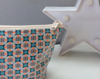 wallet in coated cotton blue and neon orange