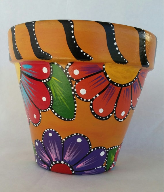 Painted Clay Pot Hand Painted Flowerpot Patio Decor Painted   Il 570xN.1057564501 4o1k 