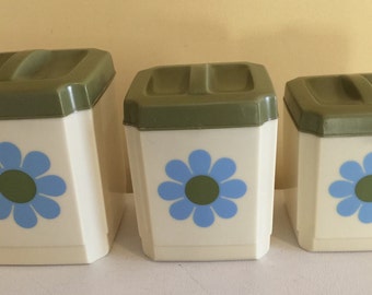 Vintage 1970's Kitchen Canisters set of 3 made by Sears