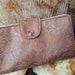 Tooled Leather Checkbook Cover, Brown Faux Leather Coupon Wallet