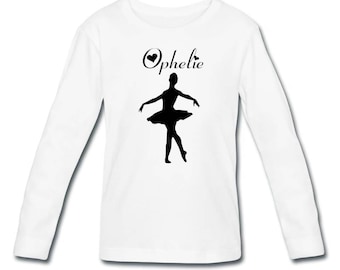 T-shirt long sleeve dancer girl personalized with name
