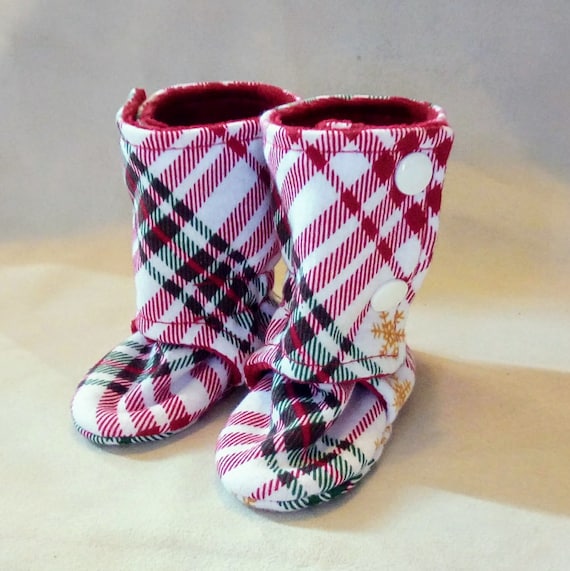 Plaid: Soft Sole Baby Boots 0-3M Plaid: Soft Sole Baby Boots 0-3M