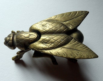 French vintage brass fly ashtray
