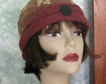 Vintage Womens Flapper Hat Pattern Felt With Organdie Overlay Instant Dowload Easy Bad Hair Day or Chemo Hair Loss Hat Pattern
