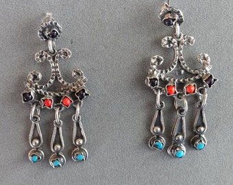 Vintage, Silver and Turquoise, Mexican, Earrings