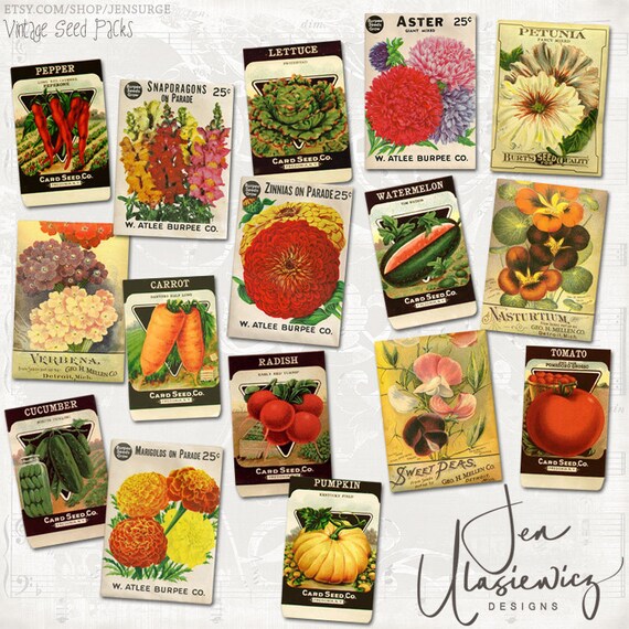 Vintage Seed Packs digital scrapbooking graphics kit