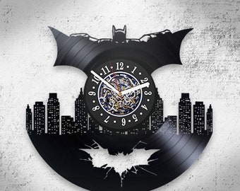 Dark Knight Wall Clock Large, Batman Vinyl Record Wall Clock, Wall Clock Vintage, Birthday Gift For Kids, Batman Gift For Boy, DC Comics Art